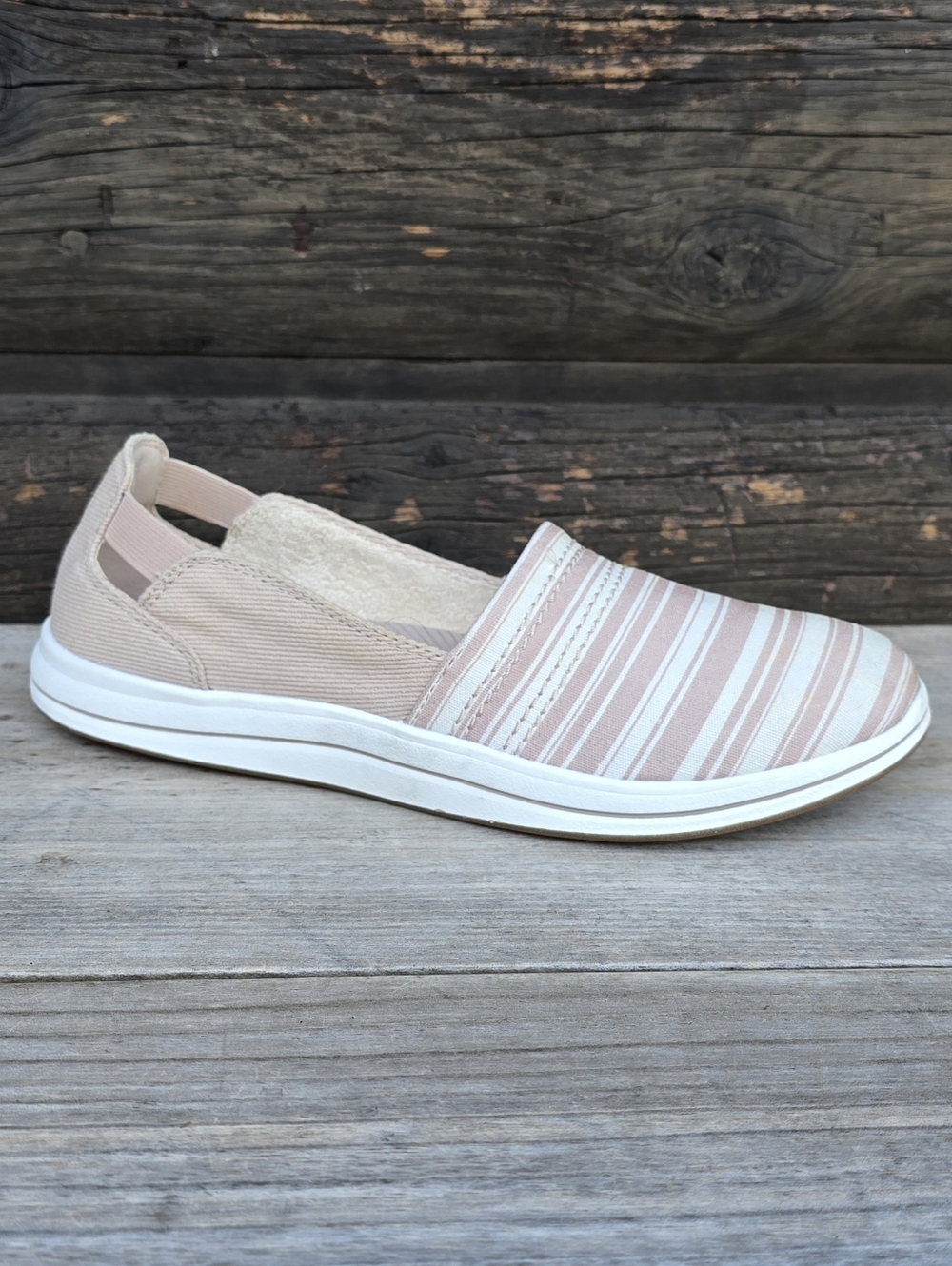 Clarks Breeze Step Coastal Grandma Slip On Canvas Comfort Loafer Flats 7M